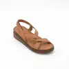 807 ASY Hakiki Deri Bayan Sandalet Taba