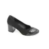 SRF 704 Klasik Bayan Ayakkabı 6 cm Siyah Rugan-Süet
