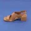 1009 YVZ Hakiki Deri Bayan Sandalet Taba