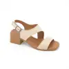 1001 YVZ Hakiki Deri Bayan Sandalet Bej