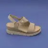 ASY 1127 Hakiki Deri Dolgu Topuk Bayan Sandalet Bej Süet