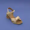BLL 478 Hakiki Deri Bayan Sandalet 6 cm Bej