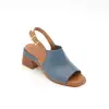 İZZ 12106 Hakiki Deri Bayan Sandalet 6 cm Mavi