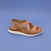 İZZ 1716 Hakiki Deri Bayan Sandalet Taba
