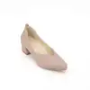 PYZ 1068 Hakiki Deri 4 cm Topuklu Bayan Ayakkabı Vizon