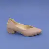 PYZ 1068 Hakiki Deri 4 cm Topuklu Bayan Ayakkabı Vizon