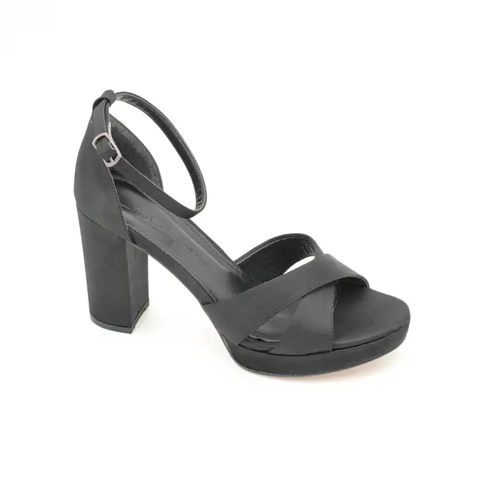 014 BNO Abiye Bayan Ayakkabı 9 cm Siyah Saten