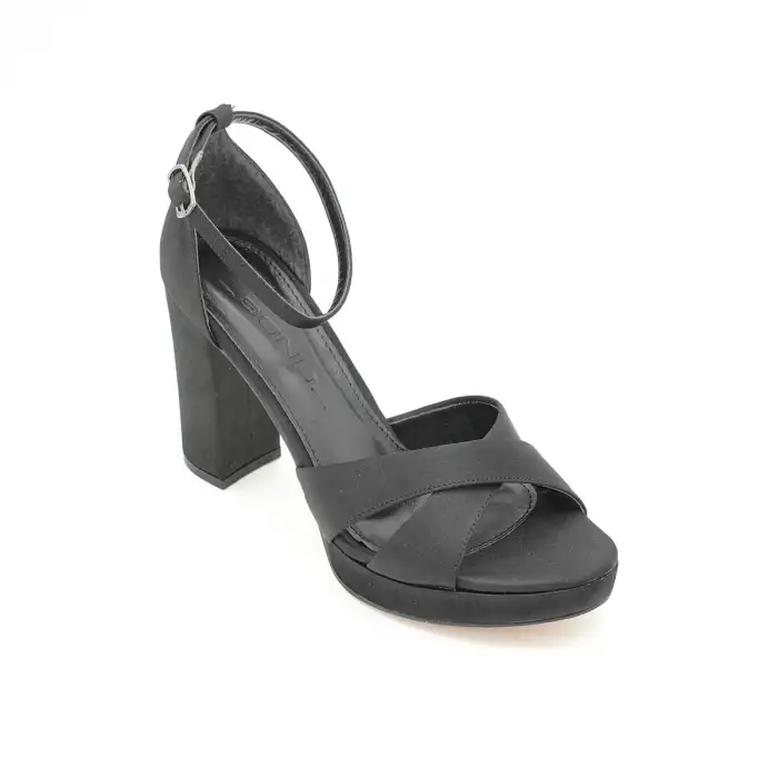 014 BNO Abiye Bayan Ayakkabı 9 cm Siyah Saten