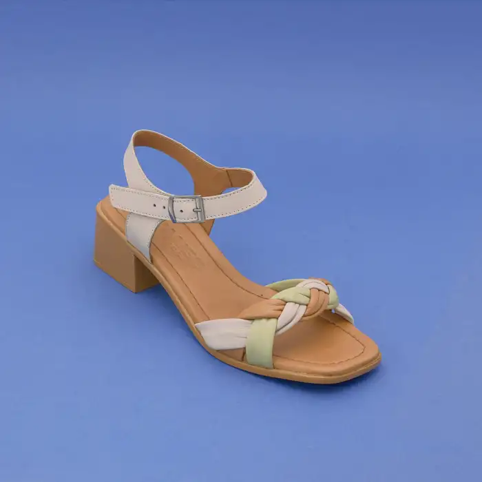 1011 YVZ Hakiki Deri Bayan Sandalet Taş Garni