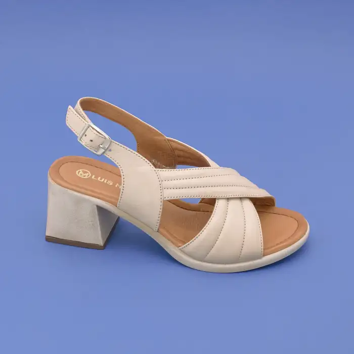 12003 PKR Hakiki Deri Bayan Sandalet Bej