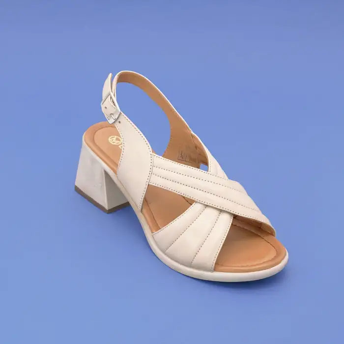 12003 PKR Hakiki Deri Bayan Sandalet Bej