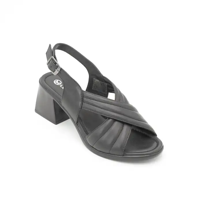 12003 PKR Hakiki Deri Bayan Sandalet Siyah