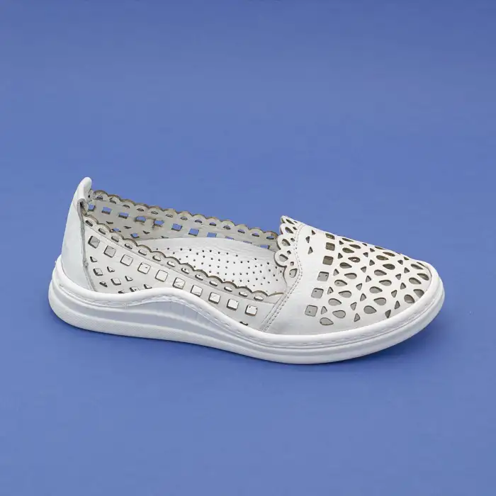 126 JFL Hakiki Deri Bayan Ayakkabı Beyaz