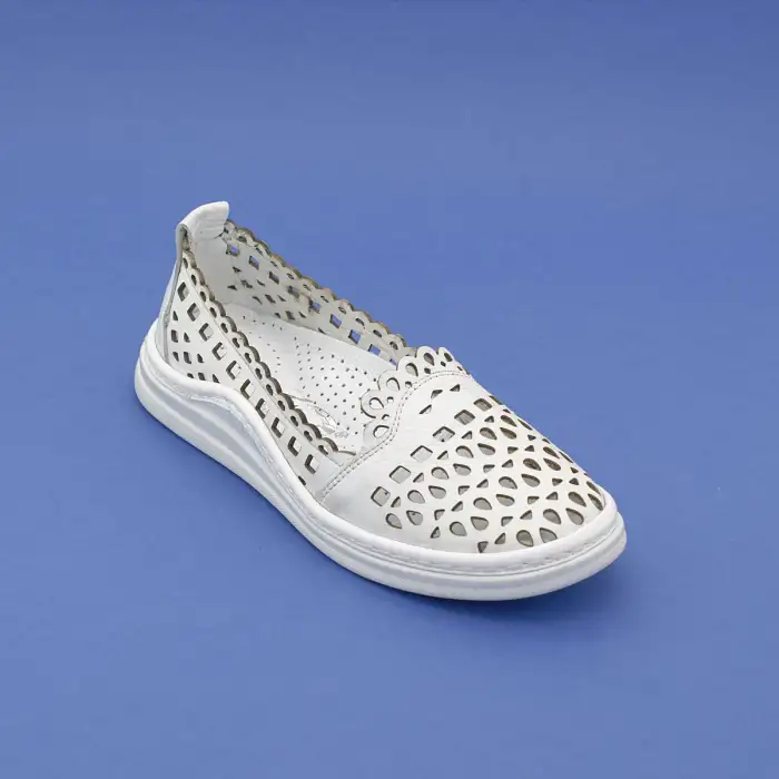 126 JFL Hakiki Deri Bayan Ayakkabı Beyaz