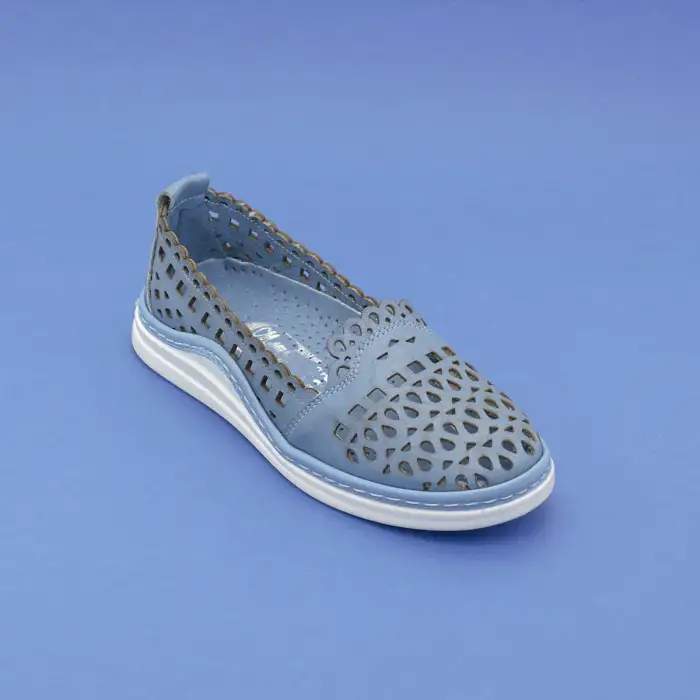 126 JFL Hakiki Deri Bayan Ayakkabı Mavi