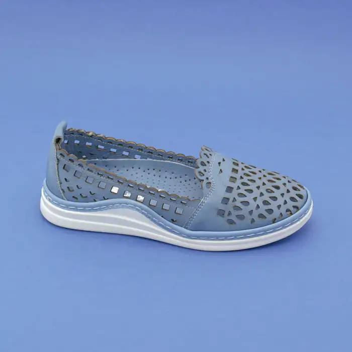 126 JFL Hakiki Deri Bayan Ayakkabı Mavi