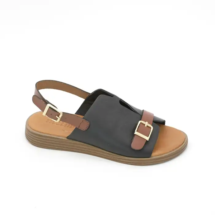 1317 IZZ Hakiki Deri Bayan Sandalet Siyah