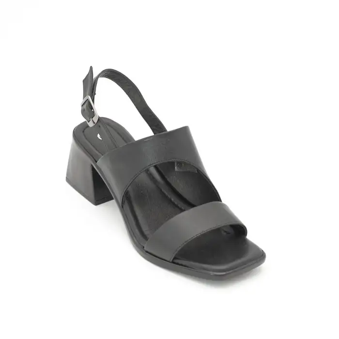 19004 PKR Hakiki Deri Bayan Sandalet Siyah