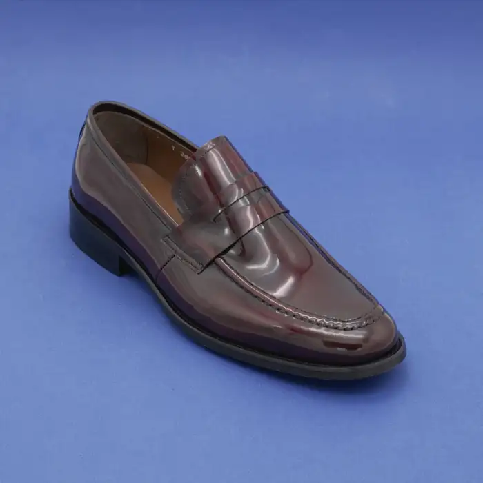 2005 Fosco Hakiki Deri Erkek Ayakkabı Bordo Açma Loafer