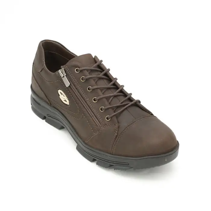 210 Pepita Kışlık Fermuarlı Erkek Ayakkabı Kahve