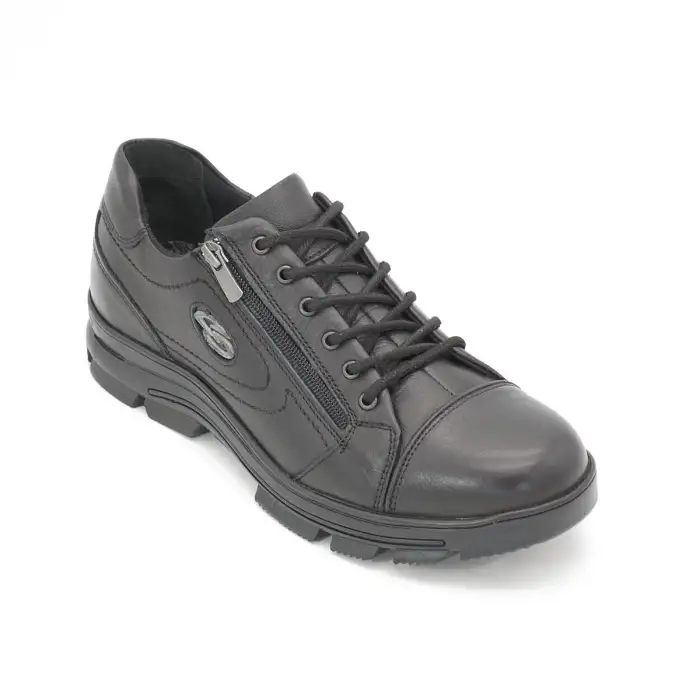 210 Pepita Kışlık Fermuarlı Erkek Ayakkabı Siyah