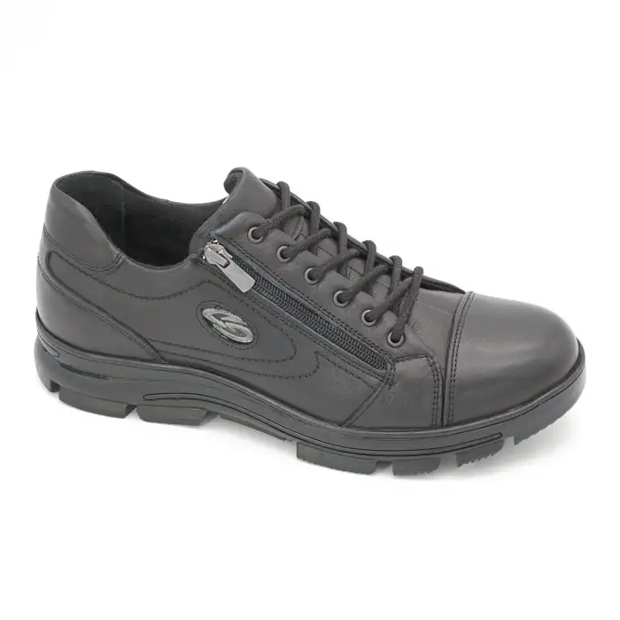 210 Pepita Kışlık Fermuarlı Erkek Ayakkabı Siyah