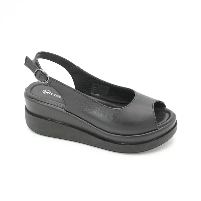 21001 PKR Hakiki Deri Bayan Sandalet Siyah