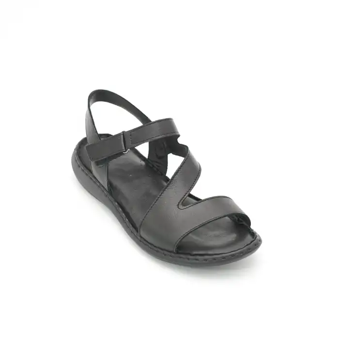 216 EKN Hakiki Deri Bayan Sandalet Siyah