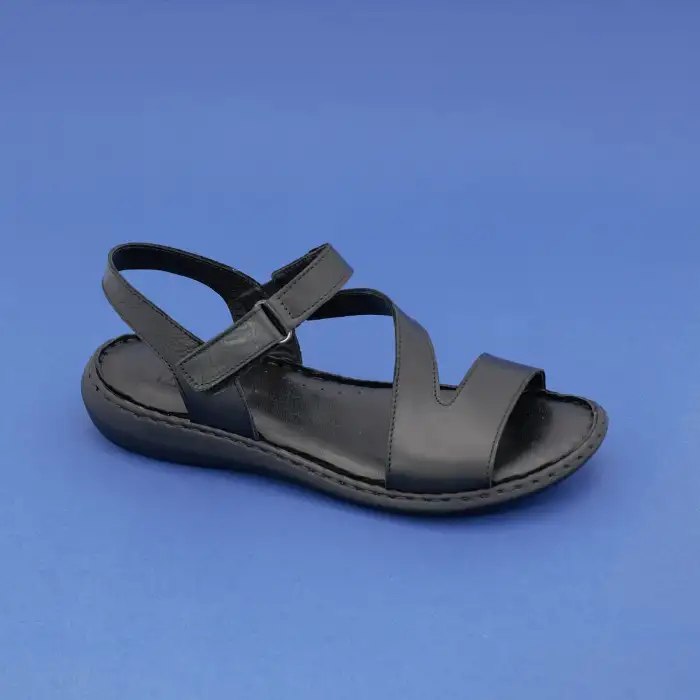 216 EKN Hakiki Deri Bayan Sandalet Siyah