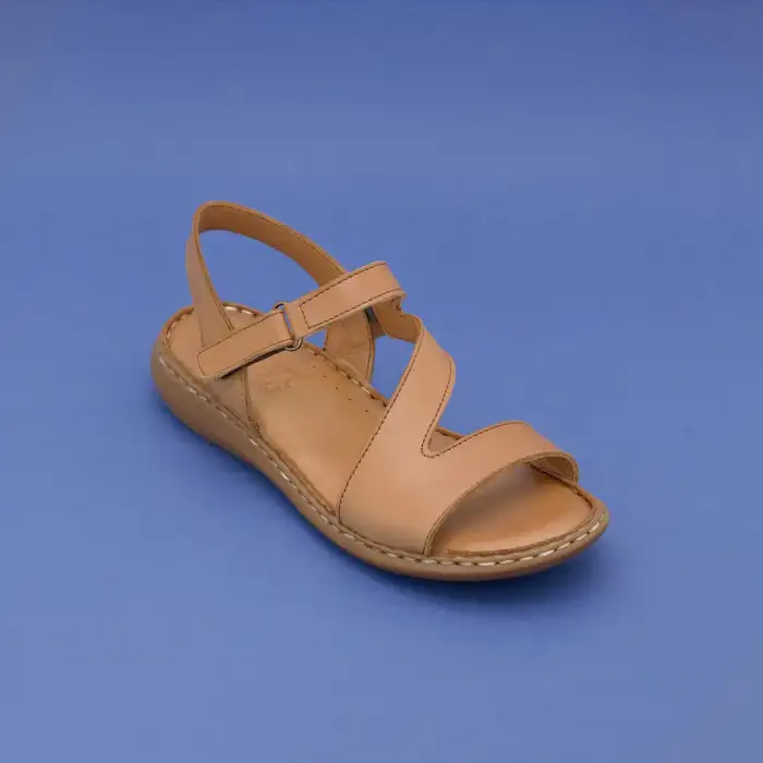 216 EKN Hakiki Deri Bayan Sandalet Taba