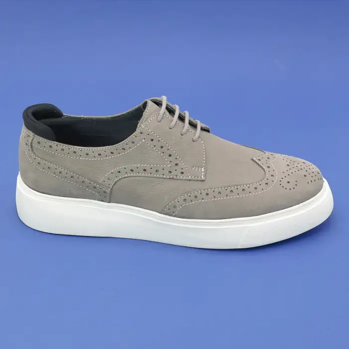 229 FTF Hakiki Deri Erkek Ayakkabı Gri Nubuk