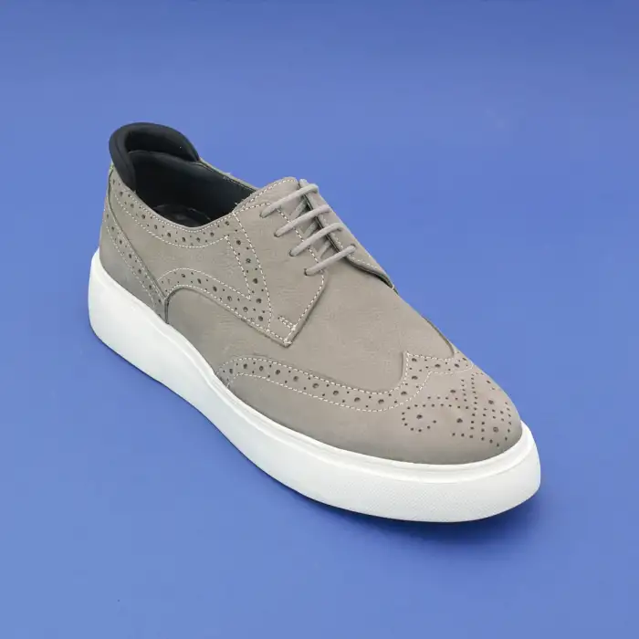 229 FTF Hakiki Deri Erkek Ayakkabı Gri Nubuk