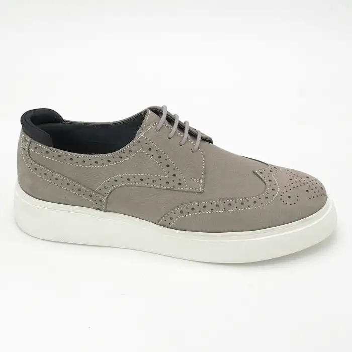 229 FTF Hakiki Deri Erkek Ayakkabı Gri Nubuk