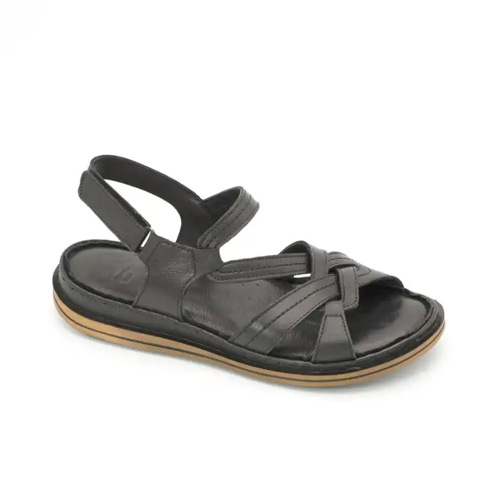 245 EKN Hakiki Deri Bayan Sandalet Siyah