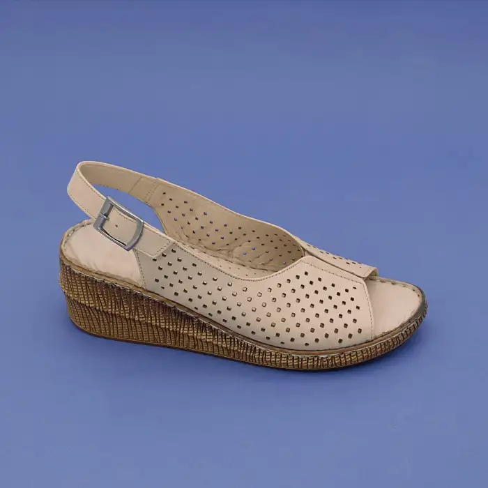 250 EKN Hakiki Deri Bayan Sandalet Bej