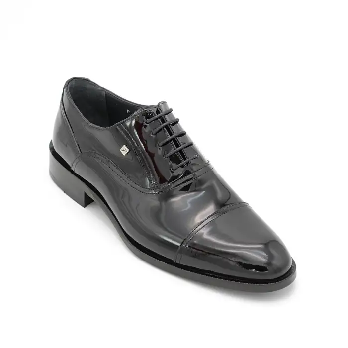 2552 Fosco Hakiki Deri Erkek Ayakkabı Siyah Rugan