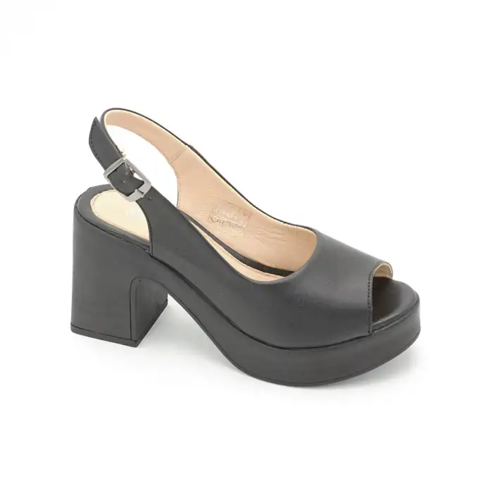 28003 PKR Hakiki Deri Bayan Sandalet Siyah