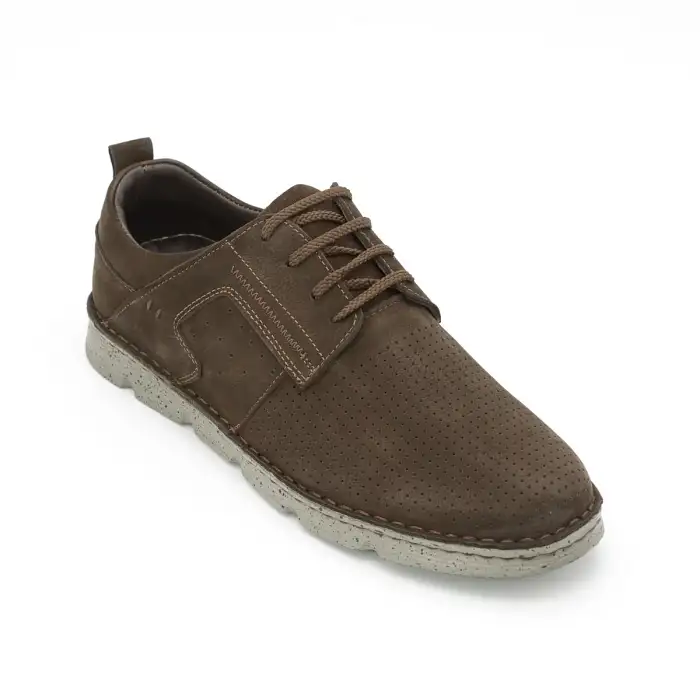 2835 FTF Hakiki Deri Erkek Ayakkabı Kahve Nubuk