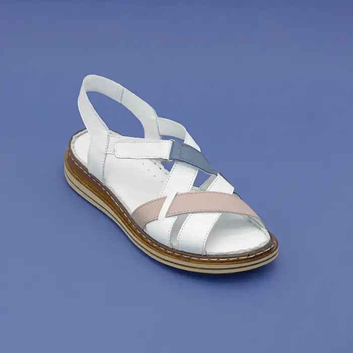 295 EKN Hakiki Deri Bayan Sandalet Beyaz