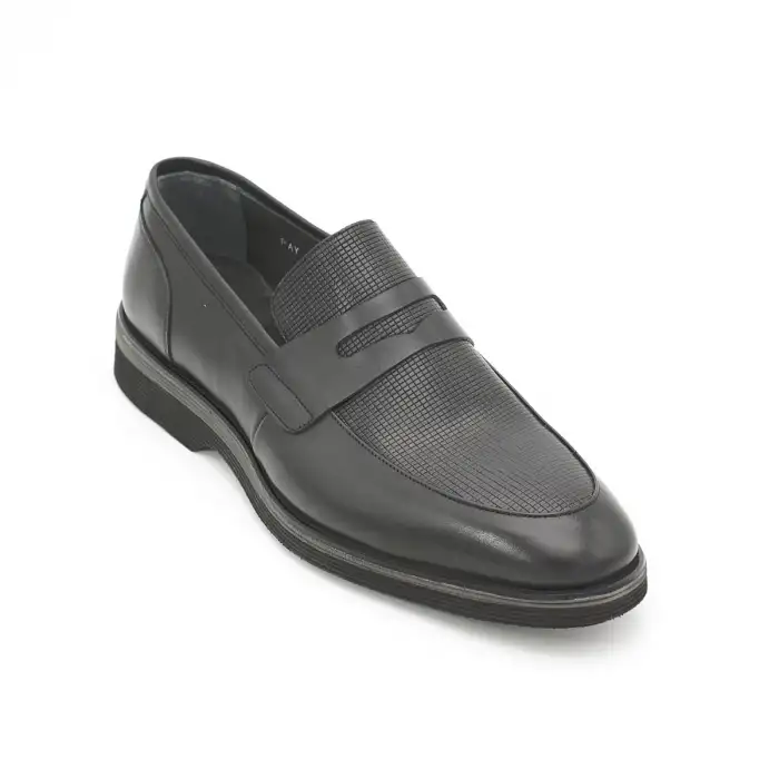 2965 Fosco Hakiki Deri Erkek Ayakkabı Siyah Eva