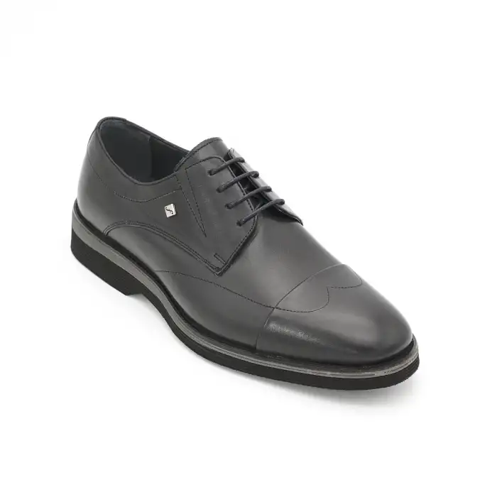 2971 Fosco Hakiki Deri Erkek Ayakkabı Siyah Eva