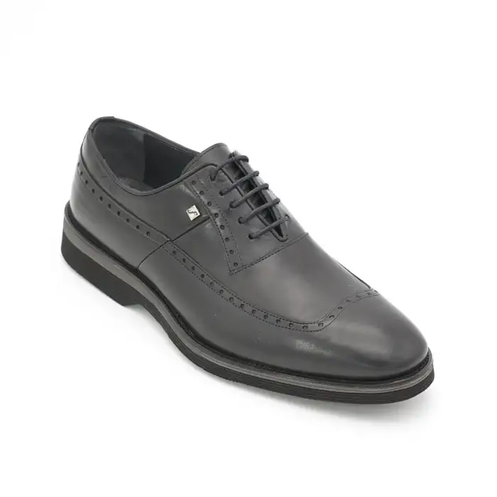 2976 Fosco Hakiki Deri Erkek Ayakkabı Siyah Eva