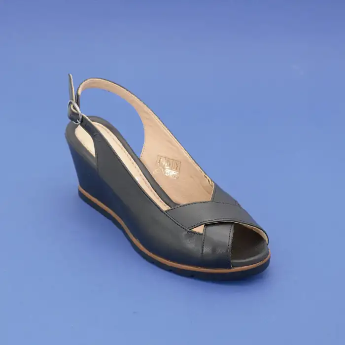 32001 PKR Hakiki Deri Bayan Sandalet Siyah