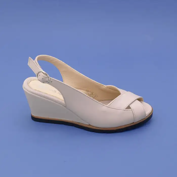 32001 PKR Hakiki Deri Bayan Sandalet Taş