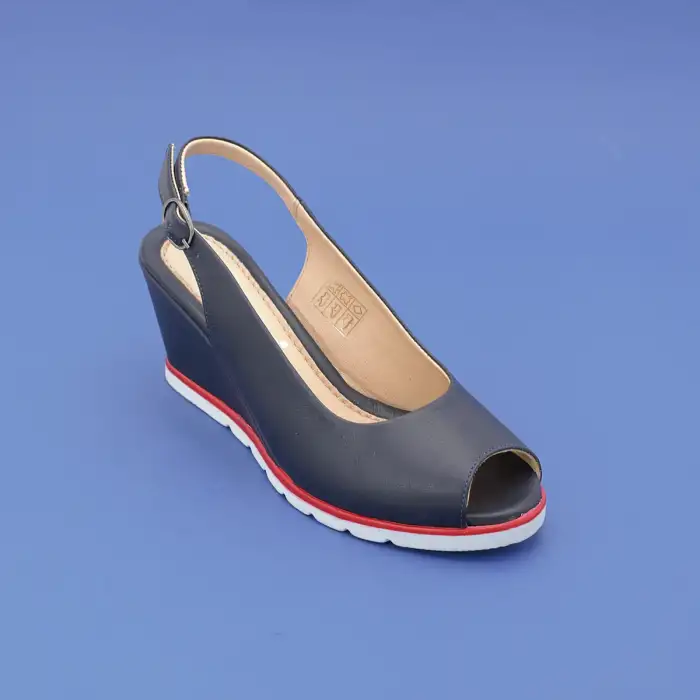 32002 PKR Hakiki Deri Bayan Sandalet Lacivert