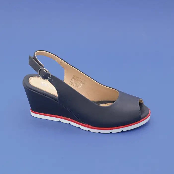 32002 PKR Hakiki Deri Bayan Sandalet Lacivert