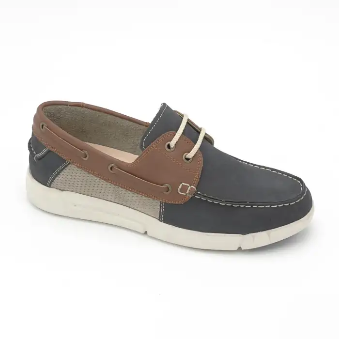 401 FTF Hakiki Deri Erkek Ayakkabı Lacivert Nubuk Garni