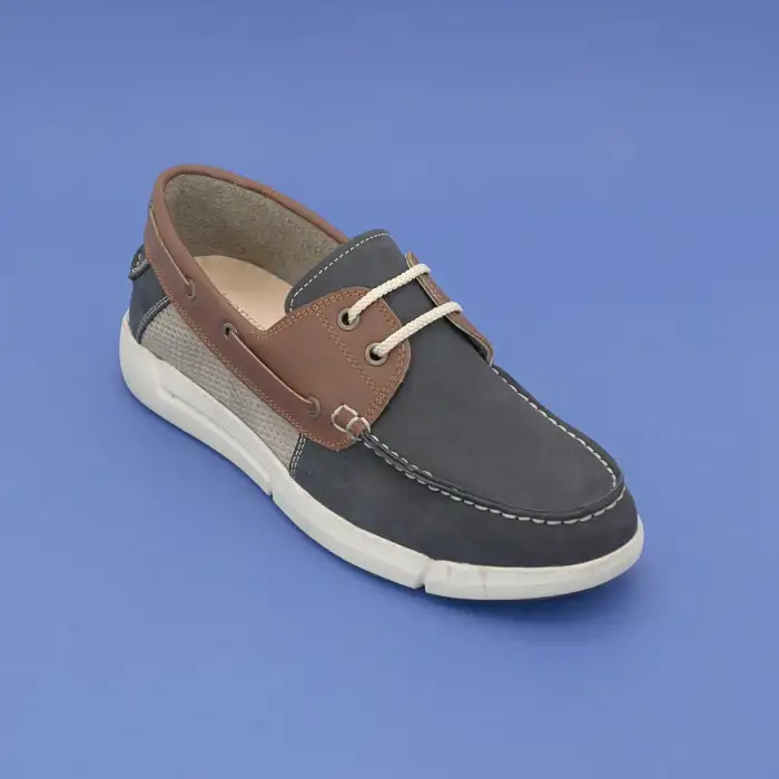 401 FTF Hakiki Deri Erkek Ayakkabı Lacivert Nubuk Garni