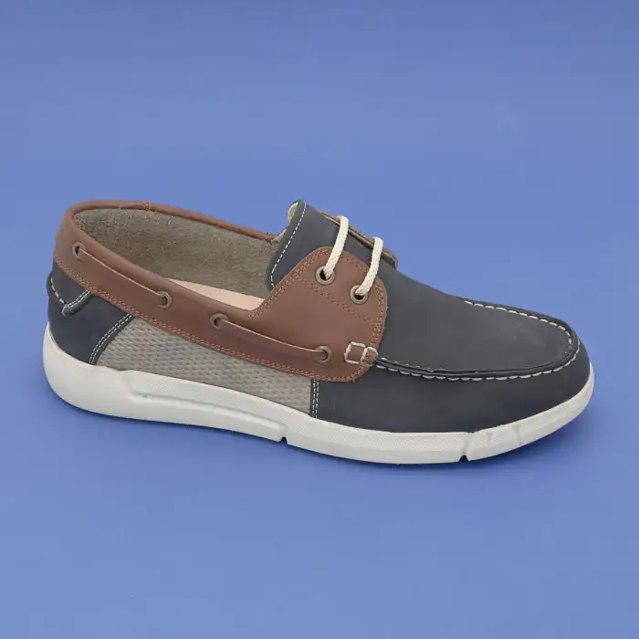 401 FTF Hakiki Deri Erkek Ayakkabı Lacivert Nubuk Garni