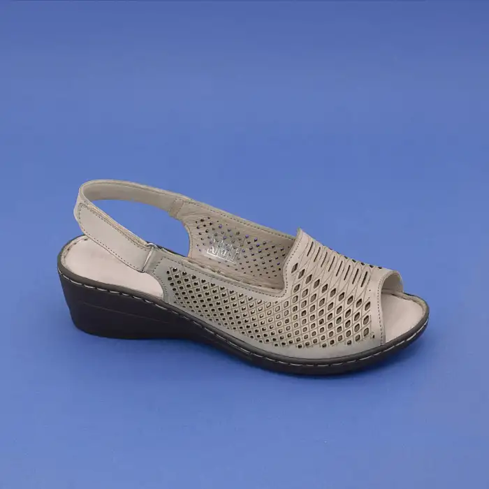 435 IZZ Hakiki Deri Bayan Sandalet Taş